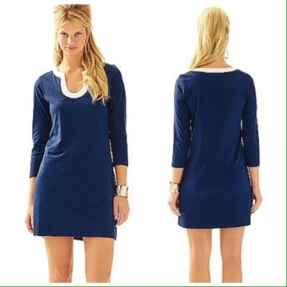 Lilly Pulitzer Womens Navy 100% Pima Cotton Marlina Dress XS - Picture 1 of 7
